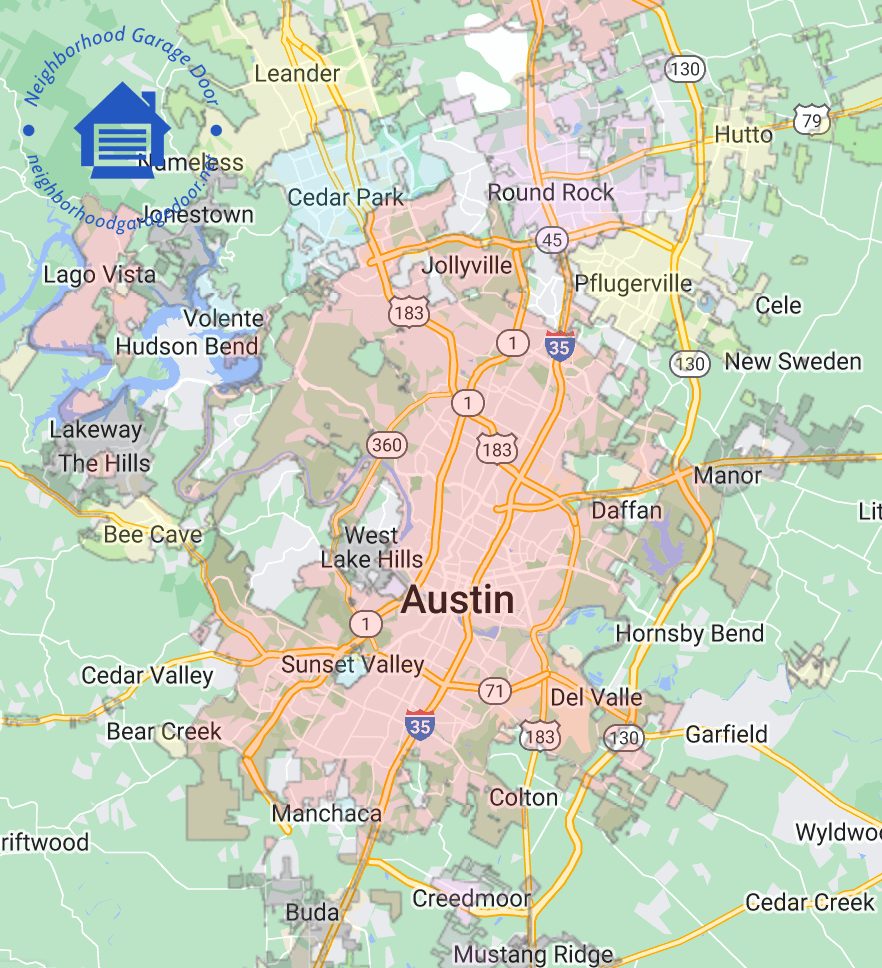 neighborhoodgaragedoor.net_austin_texas_map